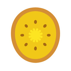 Fototapeta premium Flat illustration of golden kiwi fruit slice on black