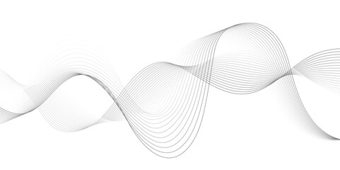Abstract wave blend lines on transparent background. Design for banner, wallpaper, background and many more. Undulate Grey Wave Swirl, frequency sound wave, twisted curve lines with blend effect.	