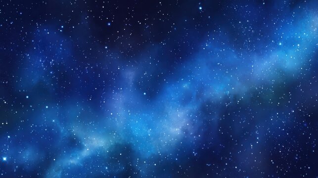 Deep Space Nebula View with Twinkling Stars and Cosmic Dust in a Blue Galaxy Background Abstract Illustration