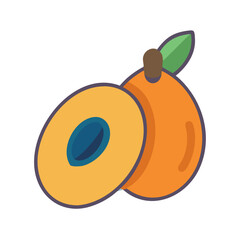 Stylized Loquat Fruit Illustration on a Black Background