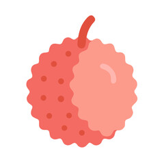 Flat illustration of a single lychee fruit on black