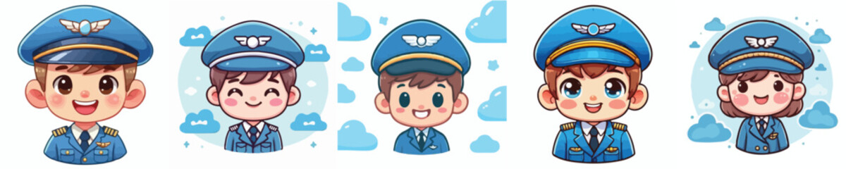 vector of a pilot smiling