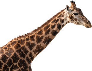 This close-up of a giraffe’s neck and face shows its gentle eyes and patterned skin. With a serene look and towering form, it reflects the calm beauty of the savanna.