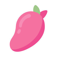 Isolated stylized pink mango illustration on solid black background