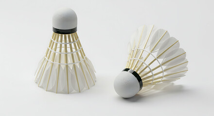 Shuttlecocks on White: Badminton Sport Equipment
