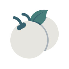 Stylized graphic of two plums with leaves illustration