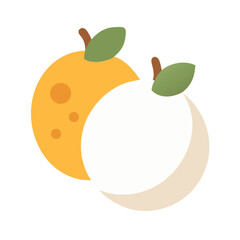 Pair of stylized citrus fruit, orange and white tones