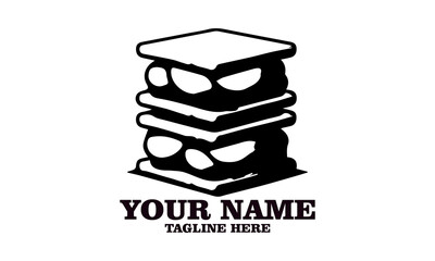 classic s'mores dessert chocolate crackers isolated vector illustration on white background and s'mores logo icon