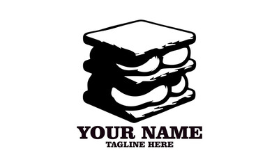 classic s'mores dessert chocolate crackers isolated vector illustration on white background and s'mores logo icon