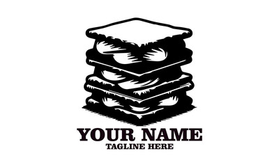 classic s'mores dessert chocolate crackers isolated vector illustration on white background and s'mores logo icon