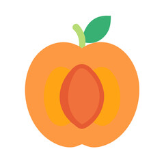 Flat design illustration of a peach sliced in half