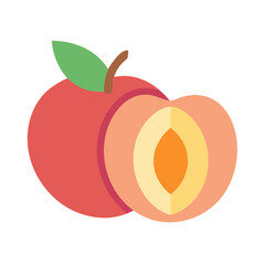Stylized Peach with Cross Section on Black Background Illustration