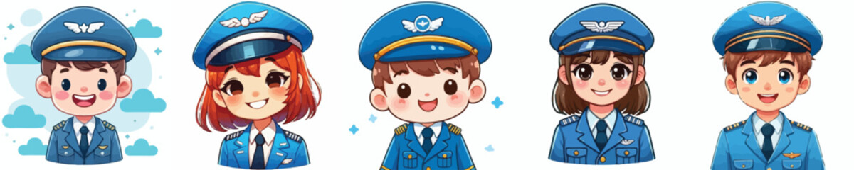 vector of a pilot smiling