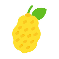 Stylized flat vector illustration of a lemon on black