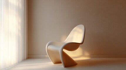 Beige modern chair in empty room