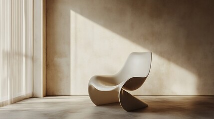 Beige modern chair in empty room