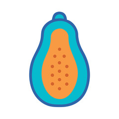 Isolated papaya fruit icon on black background vector illustration