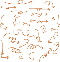 collection of decorative curved hand drawn arrows for graphic design