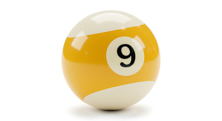 Isolated Nine Ball: Billiards Equipment on White