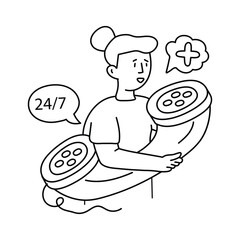 Emergency Call vector outline illustrations. EPS 10 file