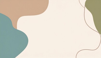 Abstract Organic Shapes Earth Tones  Lines on Beige Background