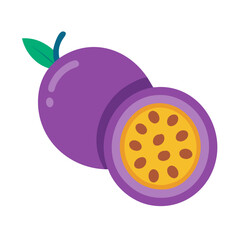 Passion fruit slice with leaves on a black background