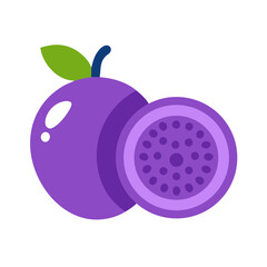 Passion fruit flat design vector illustration on black background