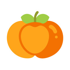 Flat illustration of a juicy orange peach on black