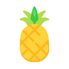 Single Pineapple Illustration in Flat Style Isolated on Black