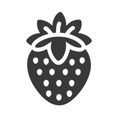 Minimalistic gray strawberry silhouette on black background