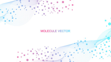 Structure molecule and communication Dna, atom, neurons. Science concept for your design. Connected lines with dots. Medical, technology, chemistry, science background. Vector illustration.