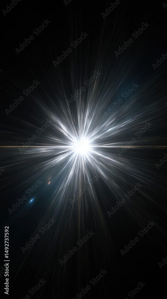 Wall mural starburst light rays emanating from a central point in a dark void abstract art style background