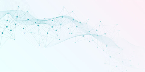 Molecular structure DNA, atom, neurons. Science concept for your design. Connected lines with dots. Medical, technology, chemistry, science background. Vector illustration