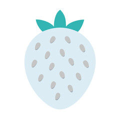 Minimalistic flat design of a stylized white strawberry fruit