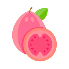 Stylized guava fruit still life on a black background