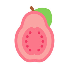 Illustration of a half guava on a black background