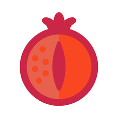 Minimalist pomegranate illustration with simple shapes on black background