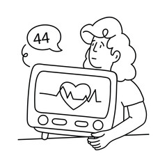 Heartbeat Monitor vector outline illustrations. EPS 10 file