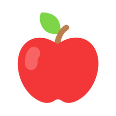 Red Apple with Green Leaf on Black Background
