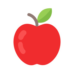 Isolated glossy red apple with leaf on black background