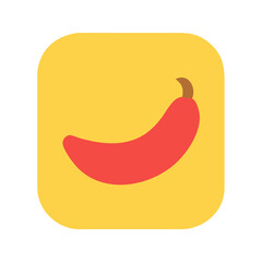 Flat design red chili pepper icon on yellow background