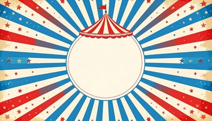 Vintage Circus Tent Frame with Red White Blue Starburst