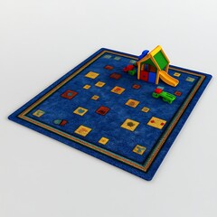 Colorful play mat with play house and toys high resolution photo