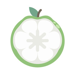 Minimalist sliced guava fruit illustration isolated on black background