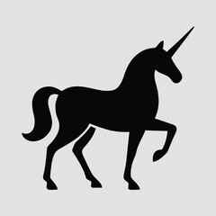 Unicorn Standing Majestically Silhouette Minimal Style Vector Illustration