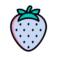 Stylized strawberry illustration with a bold and playful design