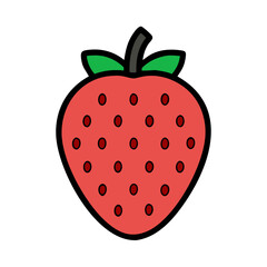 Stylized strawberry illustration on black background for creative designs