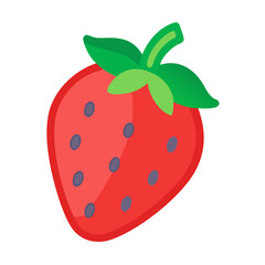 Cartoon Strawberry Illustration on Black Background: Fresh and Sweet