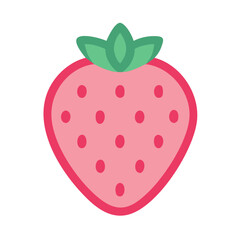 Flat illustration of a cute strawberry on a black background