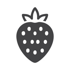 Simple gray strawberry outline illustration against a black background